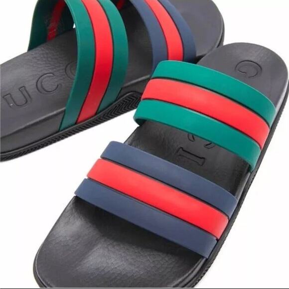 Gucci Agrado GRG 10/ US 10.5 Slides Multicolor Rubber Slip-On Sandals NIB - Picture 4 of 13